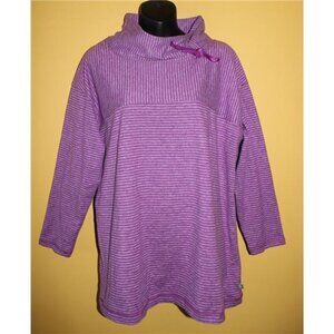 T by Talbots X Purple Striped Funnel Neck Pull Over Top Very Comfy XXL 0x